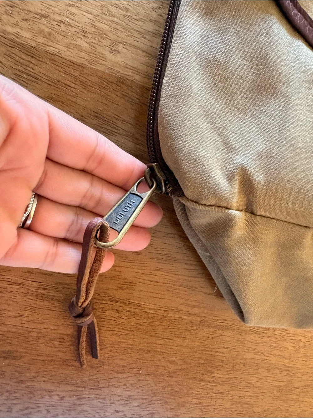Duluth Trading Co brown  Canvas Messenger Bag with Brown Straps